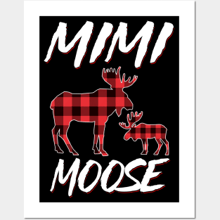 Red Plaid Mimi Moose Matching Family Pajama Christmas Gift Posters and Art